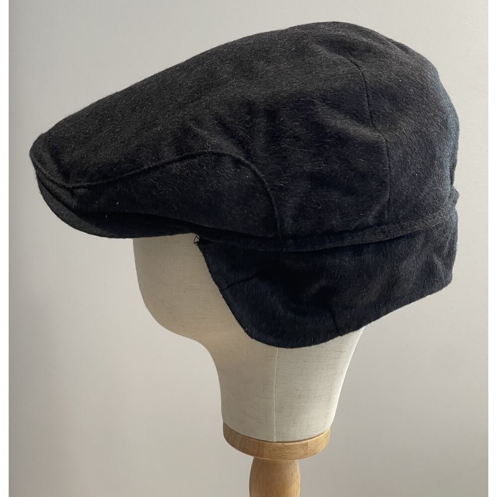 Joseph & Lyman Hat Cap Newsboy Mens XL Black Cashmere Felt Lined Ear Flap - Picture 2 of 10